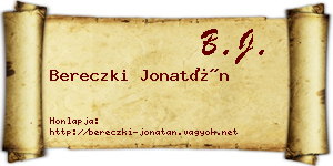 Bereczki Jonatán névjegykártya